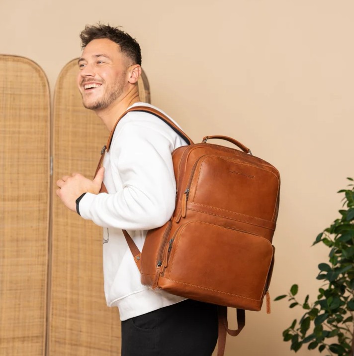 Chesterfield Leder Rucksack Lennox Cognac