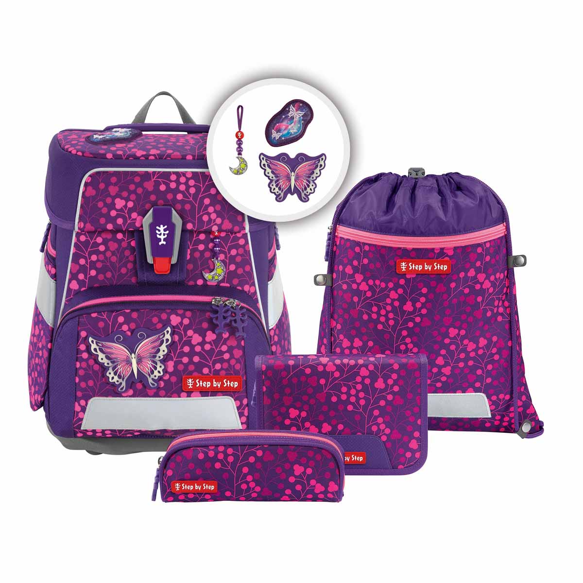 Step by Step SPACE SHINE Schulranzen-Set Butterfly Ina Night 