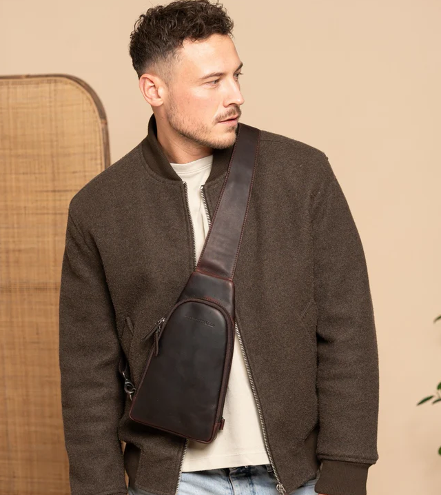 Chesterfield Leder Umhängetasche Bowey braun