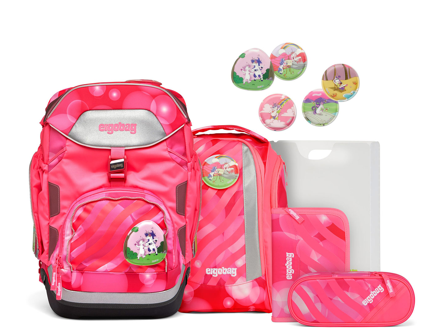 Ergobag Schulranzen-Set Pack KuntBärbuntes Einhorn