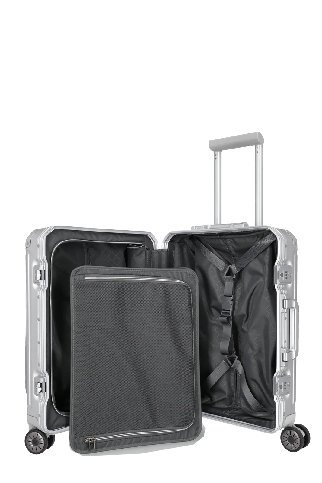 Travelite Next Aluminium Trolley 55cm + Vortasche silber Travelite Next Aluminium Trolley 55cm + Vortasche silber