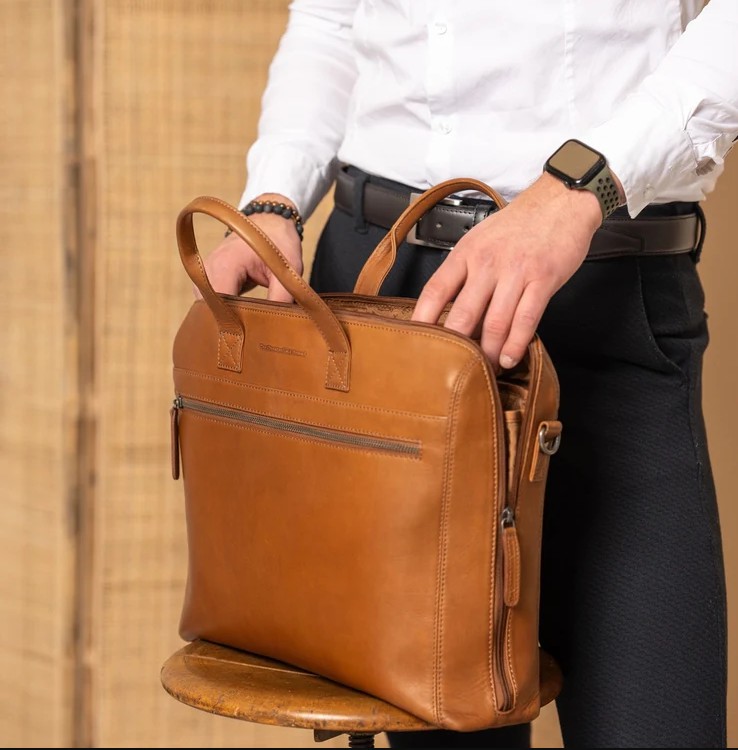 Chesterfield Leder Laptoptasche Levanto cognac