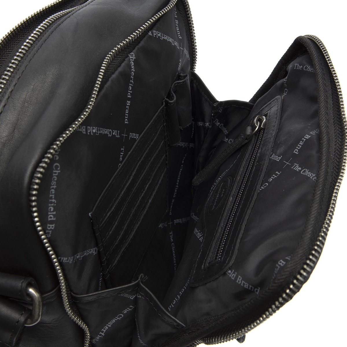 Chesterfield Leder Umhängetasche Alva schwarz