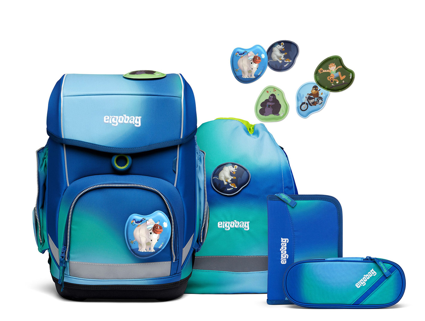 Ergobag Cubo Colour Splash Edition Schulranzen-Set DschungelfieBär