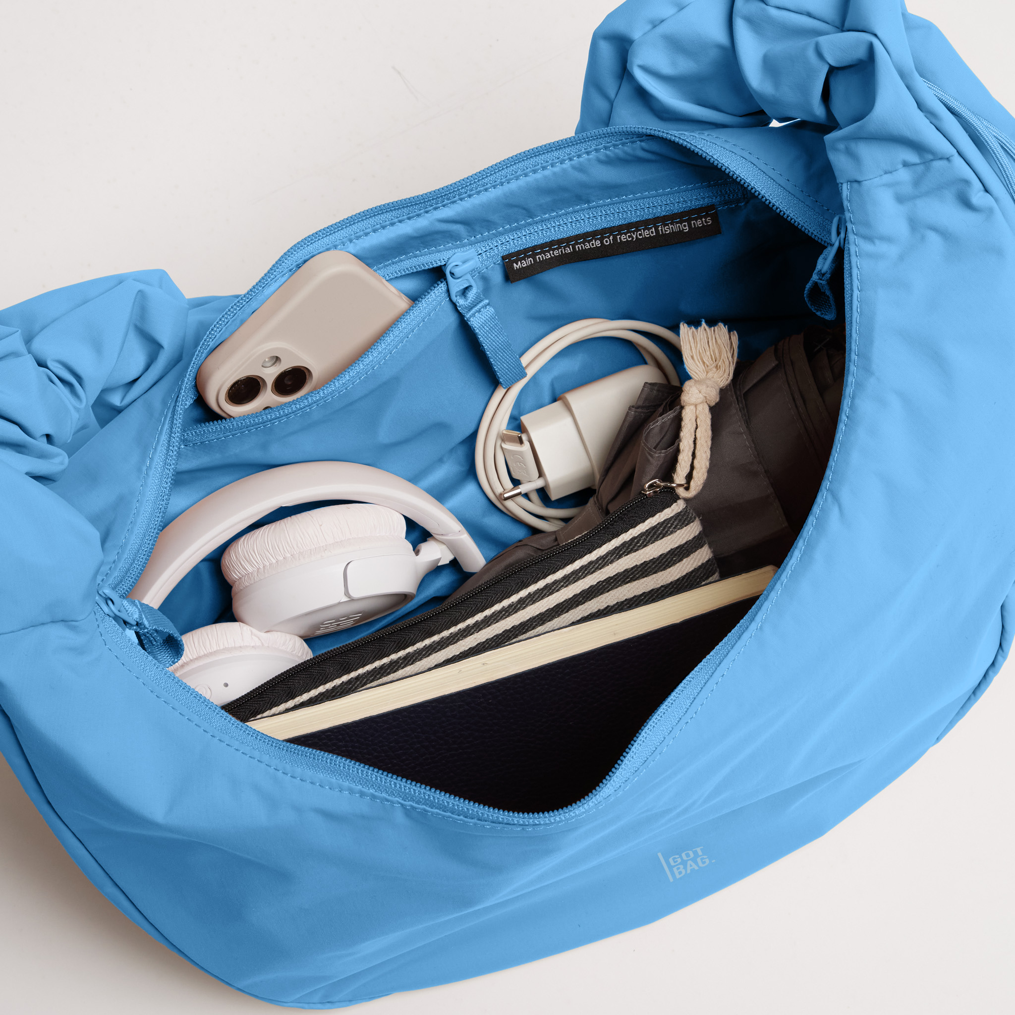 GOT BAG Moon Bag Ruffle aqua monochrome GOT BAG Moon Bag Ruffle aqua monochrome