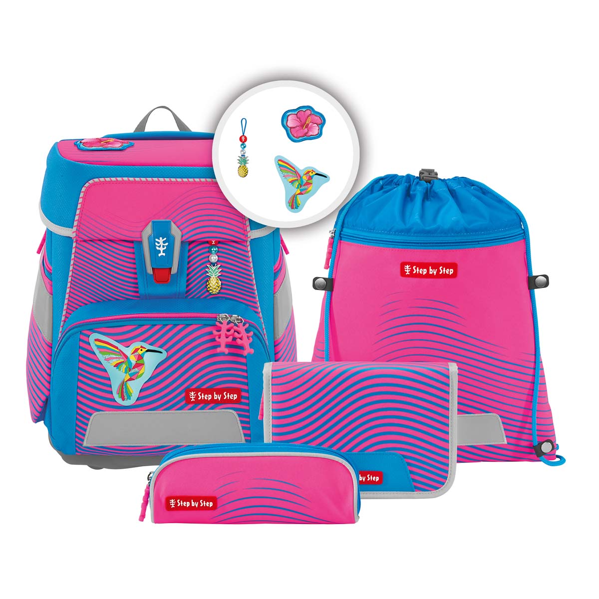 Step by Step Schulranzen-Set SPACE NEON Kolibri Kaja